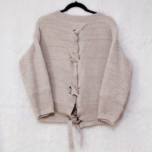 Lace Back Grey Sweater